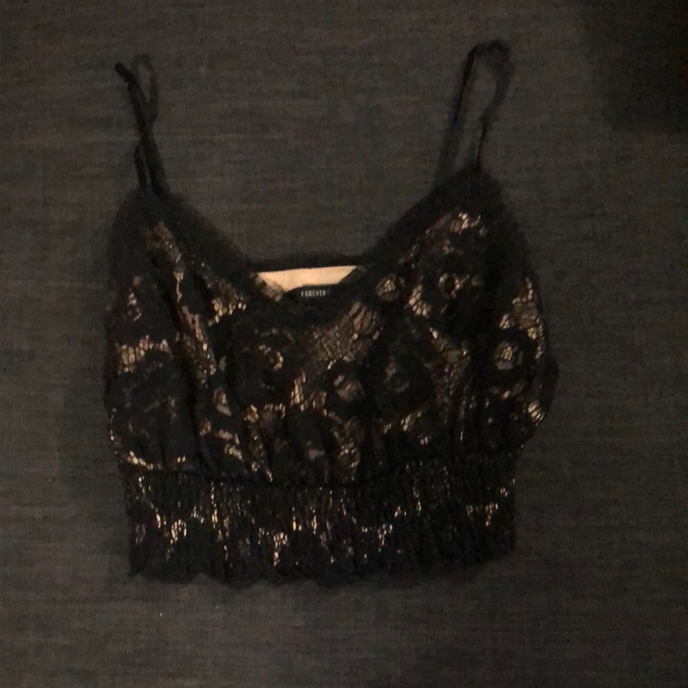 Black lace crop top